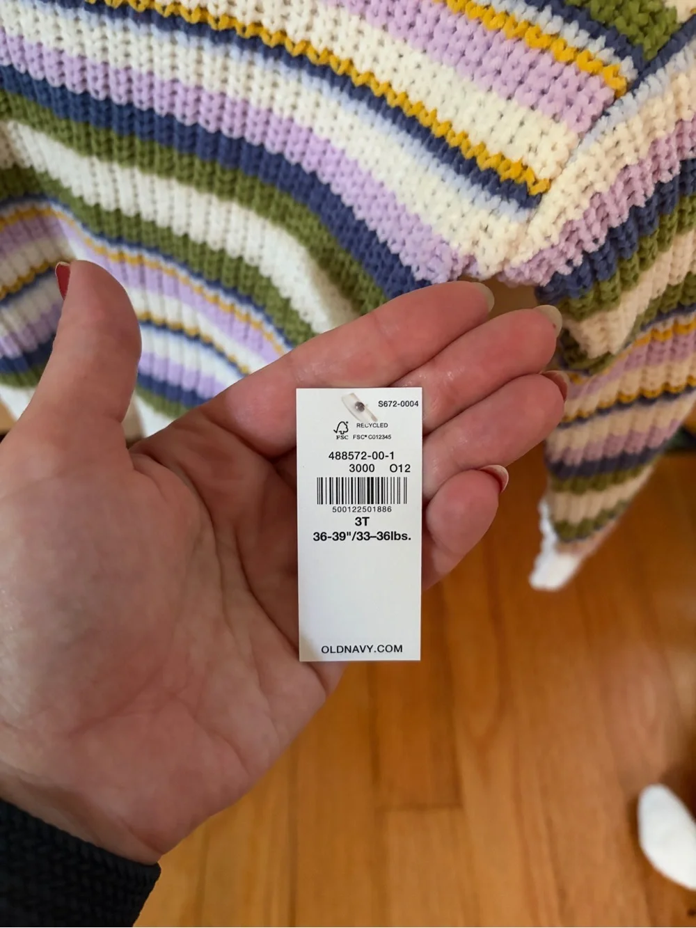 Old Navy Cream Striped Turtleneck Sweater with Lavender and Olive